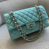 CHANEL Handbag 19C Tiffany Blue Caviar Quilted Classic Flap Medium LGHW - Redeluxe