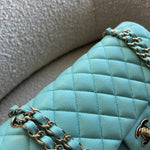 CHANEL Handbag 19C Tiffany Blue Caviar Quilted Classic Flap Medium LGHW - Redeluxe
