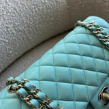 CHANEL Handbag 19C Tiffany Blue Caviar Quilted Classic Flap Medium LGHW - Redeluxe