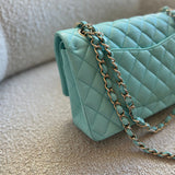 CHANEL Handbag 19C Tiffany Blue Caviar Quilted Classic Flap Medium LGHW - Redeluxe