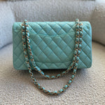 CHANEL Handbag 19C Tiffany Blue Caviar Quilted Classic Flap Medium LGHW - Redeluxe