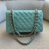 CHANEL Handbag 19C Tiffany Blue Caviar Quilted Classic Flap Medium LGHW - Redeluxe