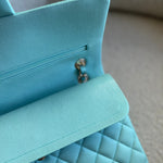 CHANEL Handbag 19C Tiffany Blue Caviar Quilted Classic Flap Medium LGHW - Redeluxe
