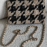 CHANEL Handbag 19K Beige and Black Houndstooth Tweed WOC - Redeluxe