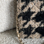CHANEL Handbag 19K Beige and Black Houndstooth Tweed WOC - Redeluxe