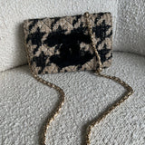 CHANEL Handbag 19K Beige and Black Houndstooth Tweed WOC - Redeluxe