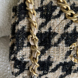 CHANEL Handbag 19K Houndstooth 19 Flap Beige/Black Small MHW - Redeluxe