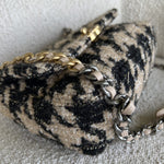 CHANEL Handbag 19K Houndstooth 19 Flap Beige/Black Small MHW - Redeluxe