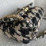 CHANEL Handbag 19K Houndstooth 19 Flap Beige/Black Small MHW - Redeluxe