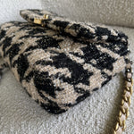 CHANEL Handbag 19K Houndstooth 19 Flap Beige/Black Small MHW - Redeluxe