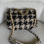 CHANEL Handbag 19K Houndstooth 19 Flap Beige/Black Small MHW - Redeluxe