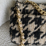 CHANEL Handbag 19K Houndstooth 19 Flap Beige/Black Small MHW - Redeluxe