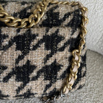 CHANEL Handbag 19K Houndstooth 19 Flap Beige/Black Small MHW - Redeluxe
