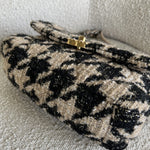 CHANEL Handbag 19K Houndstooth 19 Flap Beige/Black Small MHW - Redeluxe
