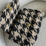 CHANEL Handbag 19K Houndstooth 19 Flap Beige/Black Small MHW - Redeluxe