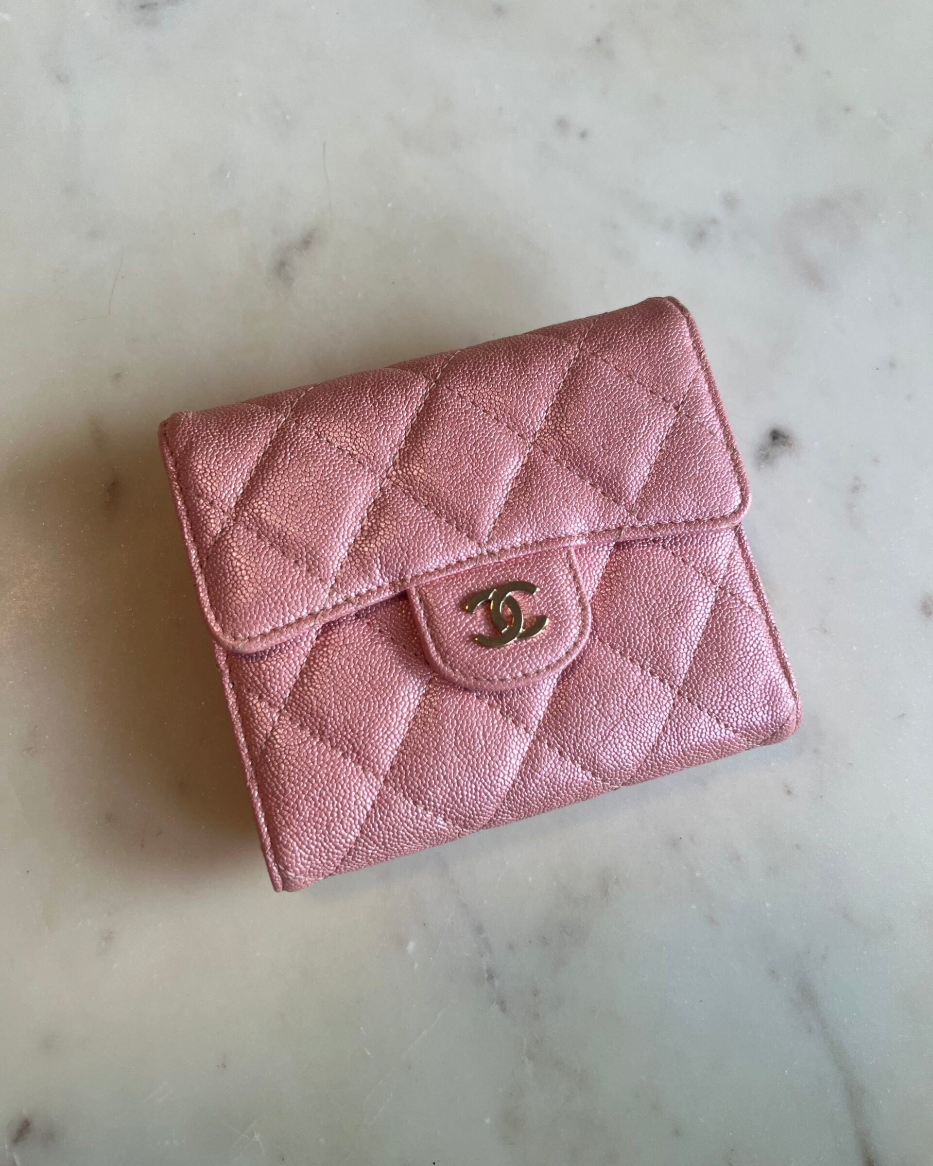 CHANEL Handbag 19S Pink Iridescent Caviar Quilted Flap Wallet - Redeluxe