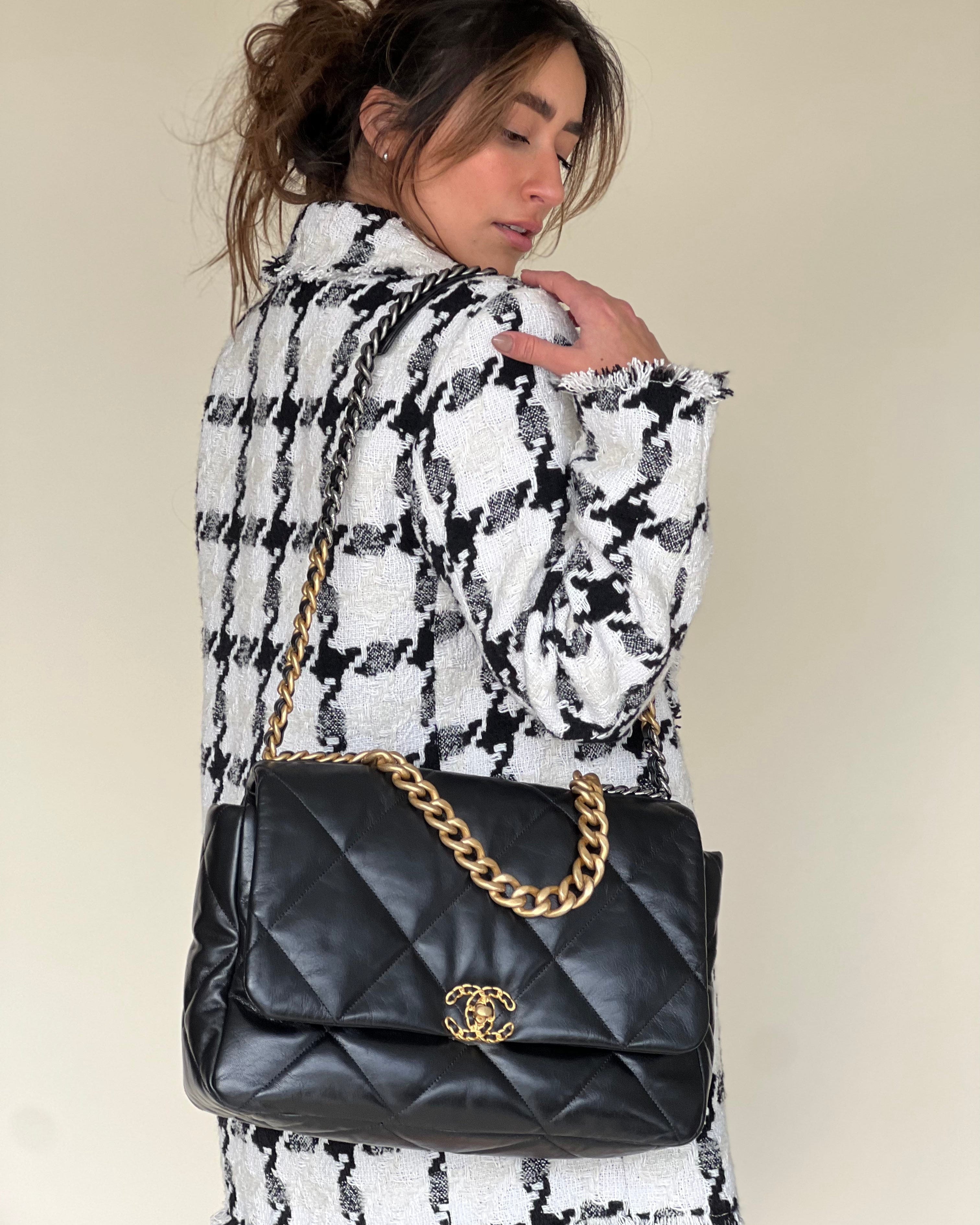 CHANEL Handbag 20A Black Goatskin Quilted 19 Flap Maxi Mixed Hardware - Redeluxe