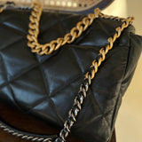 CHANEL Handbag 20A Black Goatskin Quilted 19 Flap Maxi Mixed Hardware - Redeluxe
