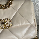 CHANEL Handbag 20A Small Beige Goatskin 19 Flap Mixed Hardware - Redeluxe