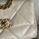 CHANEL Handbag 20A Small Beige Goatskin 19 Flap Mixed Hardware - Redeluxe