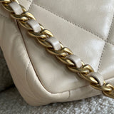 CHANEL Handbag 20A Small Beige Goatskin 19 Flap Mixed Hardware - Redeluxe
