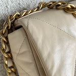 CHANEL Handbag 20A Small Beige Goatskin 19 Flap Mixed Hardware - Redeluxe