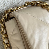 CHANEL Handbag 20A Small Beige Goatskin 19 Flap Mixed Hardware - Redeluxe