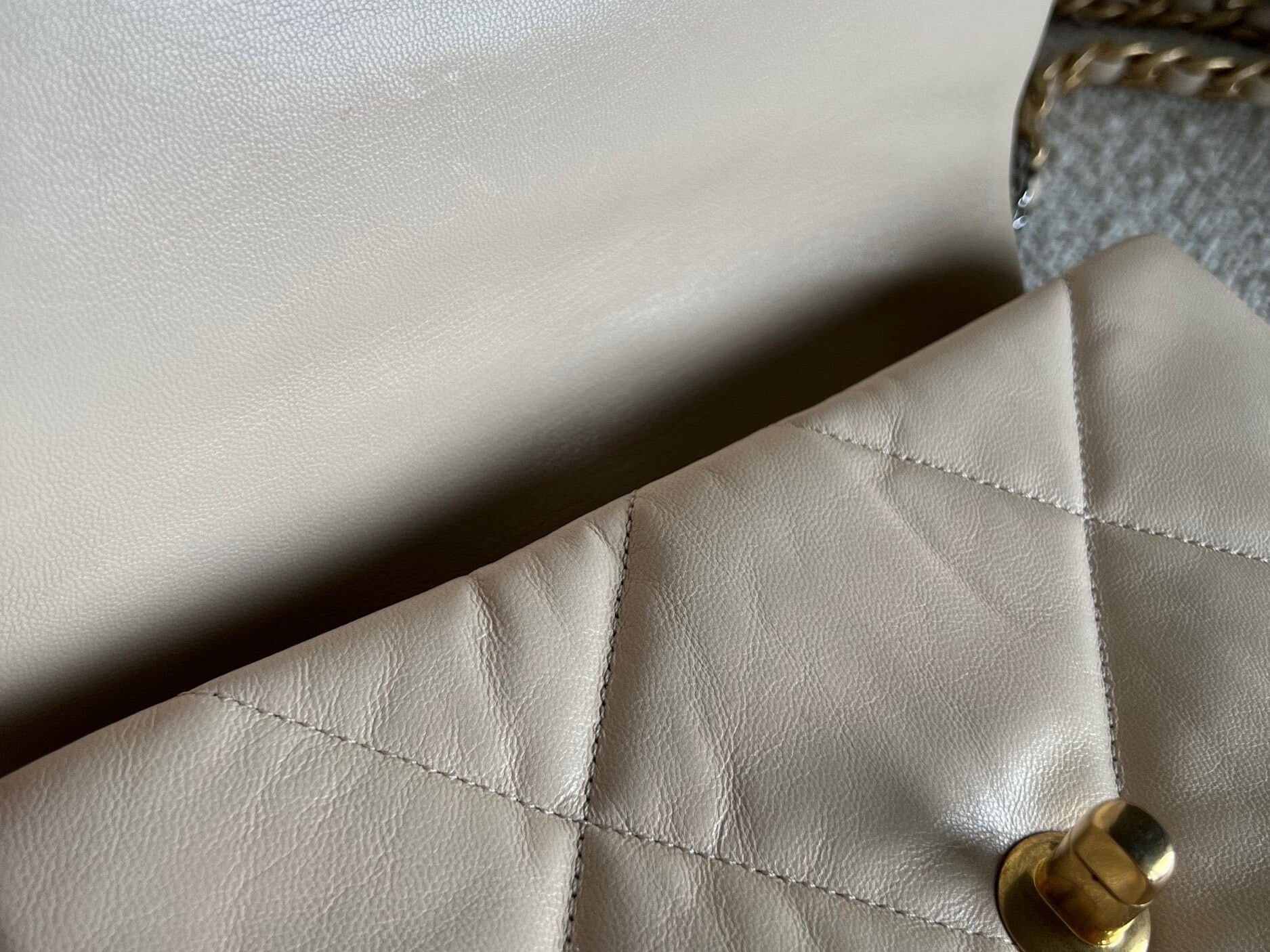 CHANEL Handbag 20A Small Beige Goatskin 19 Flap Mixed Hardware - Redeluxe