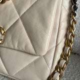 CHANEL Handbag 20A Small Beige Goatskin 19 Flap Mixed Hardware - Redeluxe