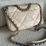CHANEL Handbag 20A Small Beige Goatskin 19 Flap Mixed Hardware - Redeluxe