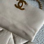 CHANEL Handbag 20A Small Beige Goatskin 19 Flap Mixed Hardware - Redeluxe