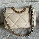 CHANEL Handbag 20A Small Beige Goatskin 19 Flap Mixed Hardware - Redeluxe