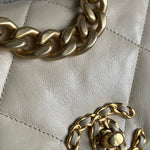 CHANEL Handbag 20A Small Beige Goatskin 19 Flap Mixed Hardware - Redeluxe