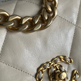 CHANEL Handbag 20A Small Beige Goatskin 19 Flap Mixed Hardware - Redeluxe