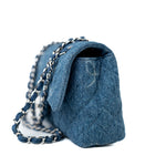 CHANEL Handbag 20B Denim Quilted Single Flap Medium Silver Hardware - Redeluxe