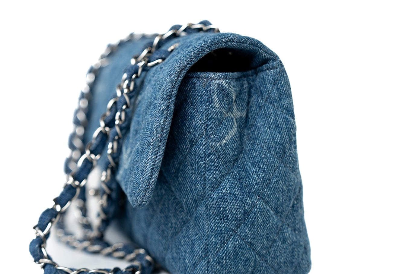 CHANEL Handbag 20B Denim Quilted Single Flap Medium Silver Hardware - Redeluxe