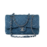 CHANEL Handbag 20B Denim Quilted Single Flap Medium Silver Hardware - Redeluxe