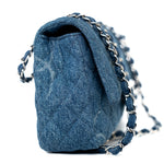 CHANEL Handbag 20B Denim Quilted Single Flap Medium Silver Hardware - Redeluxe