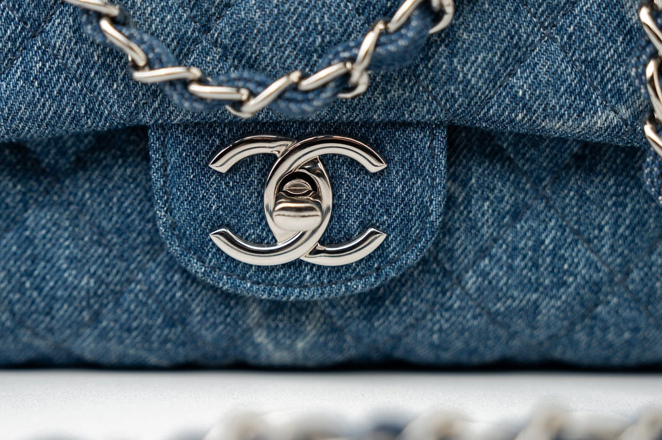 CHANEL Handbag 20B Denim Quilted Single Flap Medium Silver Hardware - Redeluxe