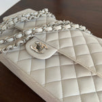 CHANEL Handbag 20B Ivory Caviar Quilted Classic Flap Medium Silver Hardware - Redeluxe