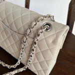 CHANEL Handbag 20B Ivory Caviar Quilted Classic Flap Medium Silver Hardware - Redeluxe