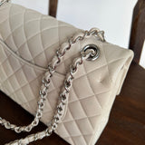 CHANEL Handbag 20B Ivory Caviar Quilted Classic Flap Medium Silver Hardware - Redeluxe