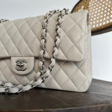 CHANEL Handbag 20B Ivory Caviar Quilted Classic Flap Medium Silver Hardware - Redeluxe
