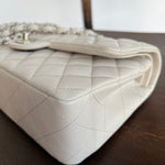 CHANEL Handbag 20B Ivory Caviar Quilted Classic Flap Medium Silver Hardware - Redeluxe