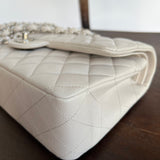 CHANEL Handbag 20B Ivory Caviar Quilted Classic Flap Medium Silver Hardware - Redeluxe
