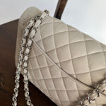 CHANEL Handbag 20B Ivory Caviar Quilted Classic Flap Medium Silver Hardware - Redeluxe
