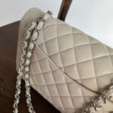 CHANEL Handbag 20B Ivory Caviar Quilted Classic Flap Medium Silver Hardware - Redeluxe
