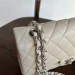 CHANEL Handbag 20B Ivory Caviar Quilted Classic Flap Medium Silver Hardware - Redeluxe