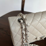CHANEL Handbag 20B Ivory Caviar Quilted Classic Flap Medium Silver Hardware - Redeluxe