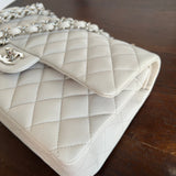 CHANEL Handbag 20B Ivory Caviar Quilted Classic Flap Medium Silver Hardware - Redeluxe